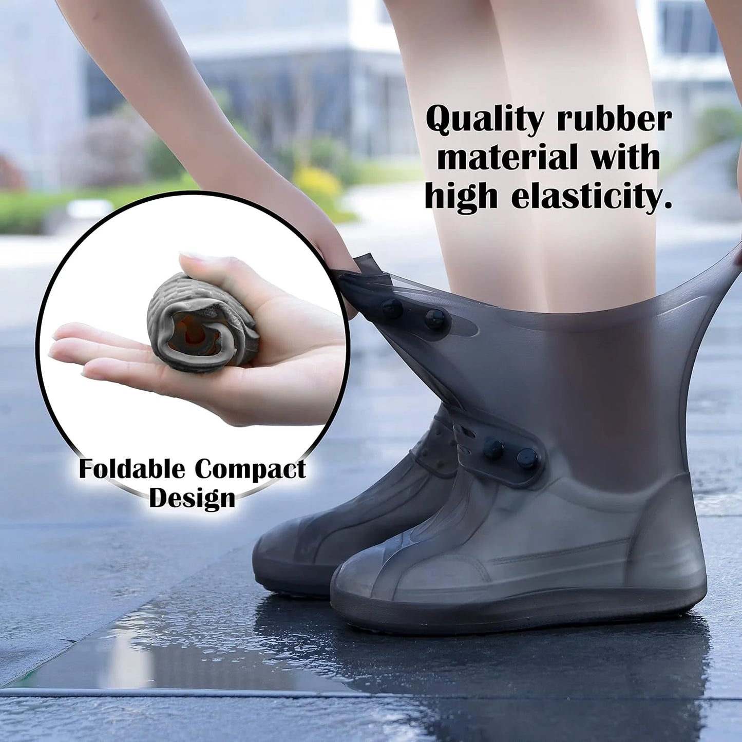 Waterproof Rain Shoe Covers with Secure Button Closure